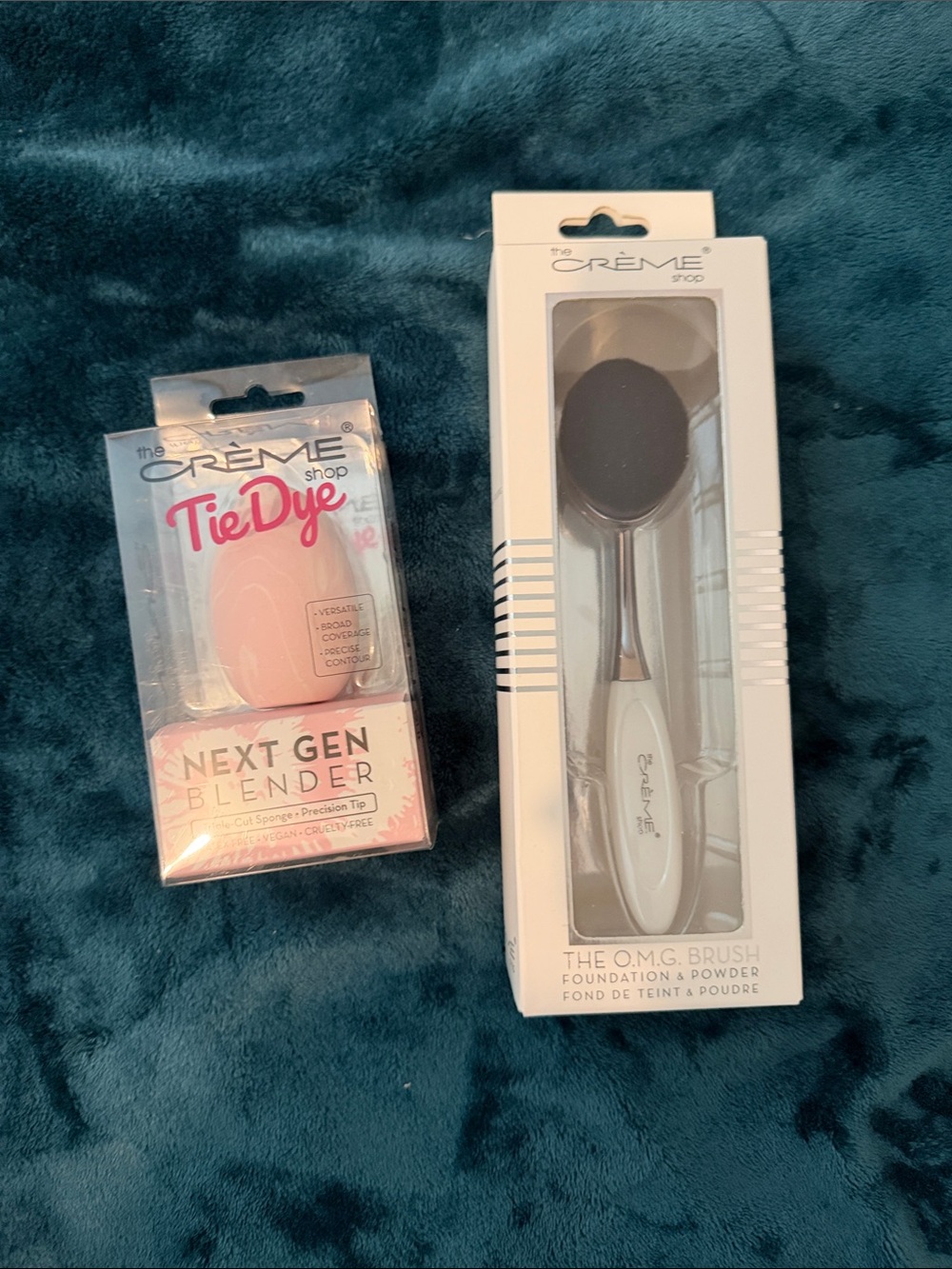 The Crème Shop Pink Tie-Dye Next Gen Blender & White O.M.G. Brush Duo